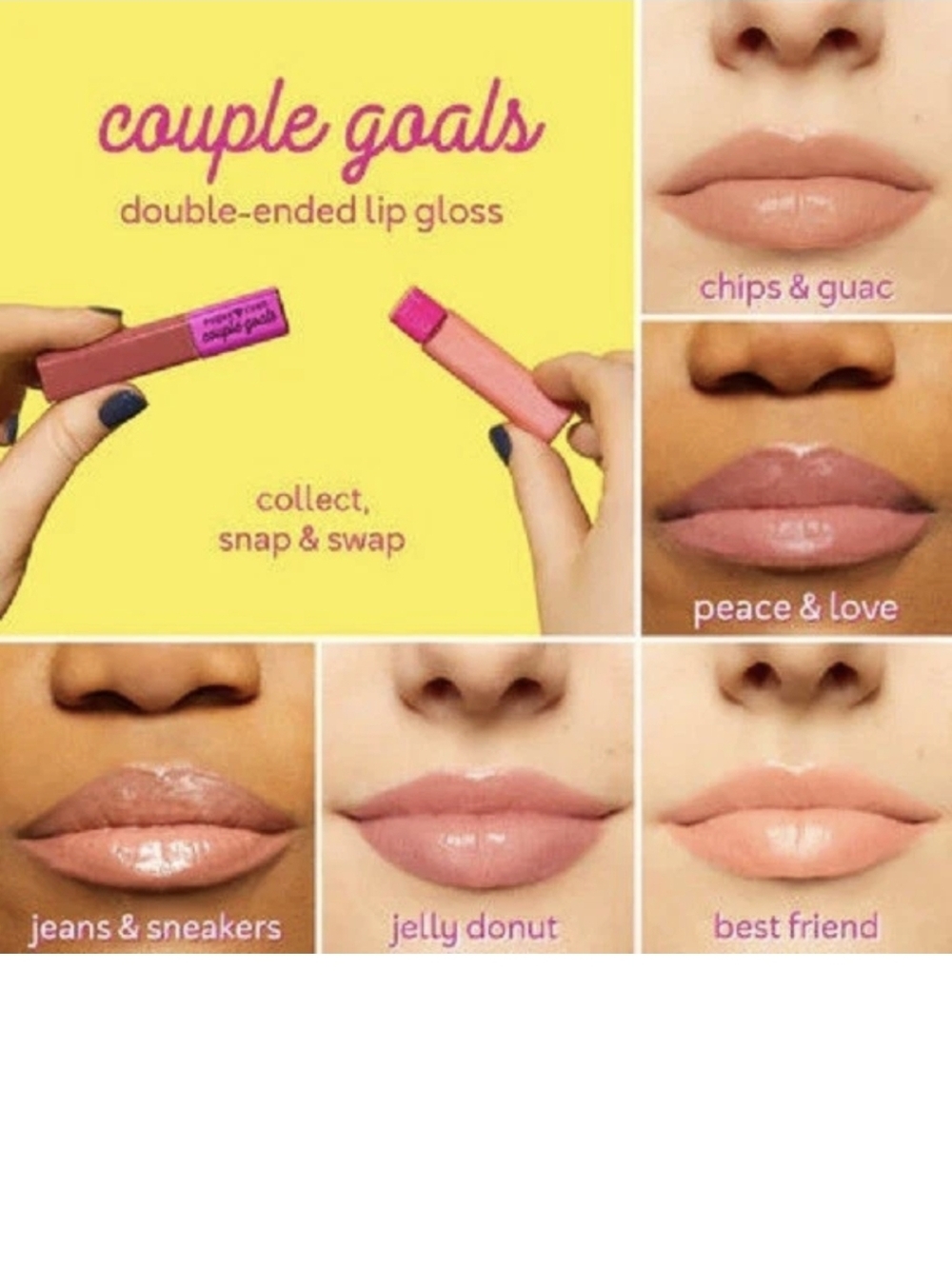 Sugar Rush Couple Goals Dual Lip Gloss: Best & Friend, .15oz x2 (Full Size), New